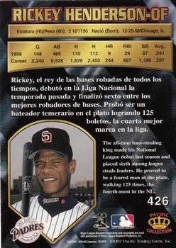 1997 Pacific Crown Collection #426 Rickey Henderson Back