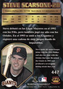 1997 Pacific Crown Collection #447 Steve Scarsone Back
