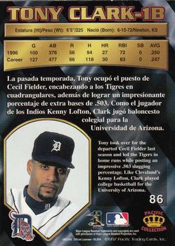 1997 Pacific Crown Collection #86 Tony Clark Back