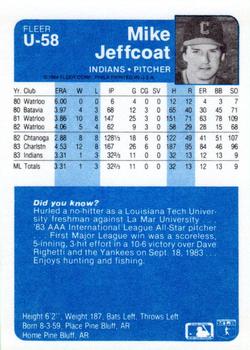 1984 Fleer Update #U-58 Mike Jeffcoat Back