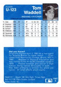 1984 Fleer Update #U-123 Tom Waddell Back