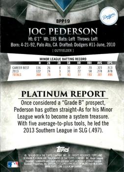 2014 Bowman Platinum - Prospects #BPP19 Joc Pederson Back