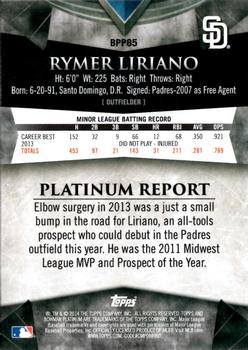 2014 Bowman Platinum - Prospects #BPP85 Rymer Liriano Back