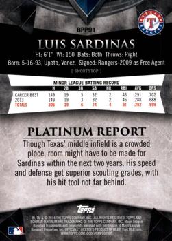 2014 Bowman Platinum - Prospects #BPP91 Luis Sardinas Back