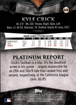 2014 Bowman Platinum - Prospects #BPP18 Kyle Crick Back