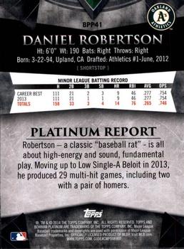 2014 Bowman Platinum - Prospects #BPP41 Daniel Robertson Back