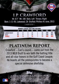 2014 Bowman Platinum - Prospects #BPP67 J.P. Crawford Back