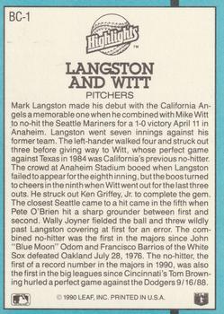 1991 Donruss - Bonus Cards #BC-1 Mark Langston / Mike Witt Back