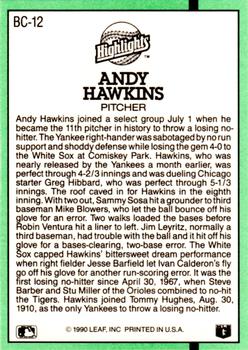 1991 Donruss - Bonus Cards #BC-12 Andy Hawkins Back