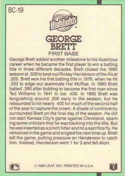 1991 Donruss - Bonus Cards #BC-19 George Brett Back