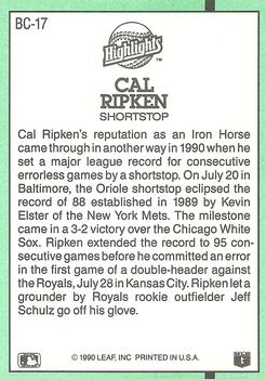 1991 Donruss - Bonus Cards #BC-17 Cal Ripken Jr. Back