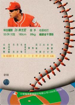 1995 CPBL A-Plus Series #018 Kuang-Hong Lin Back