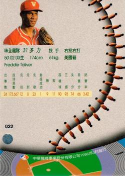 1995 CPBL A-Plus Series #022 Fred Toliver Back