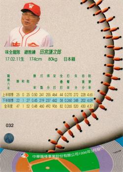 1995 CPBL A-Plus Series #032 Kenjiro Tamiya Back