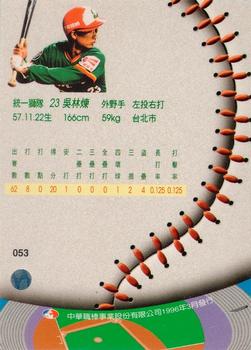 1995 CPBL A-Plus Series #053 Lin-Lien Wu Back