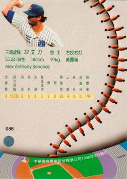 1995 CPBL A-Plus Series #086 Alex Sanchez Back