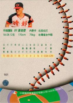 1995 CPBL A-Plus Series #161 Chun-Chieh Huang Back