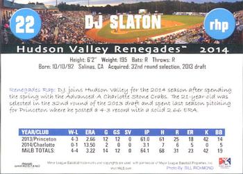 2014 Grandstand Hudson Valley Renegades #30 D.J. Slaton Back