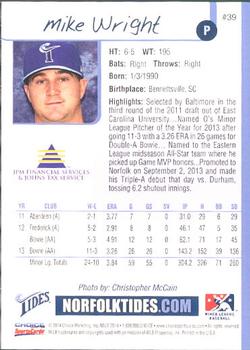 2014 Choice Norfolk Tides #39 Mike Wright Back