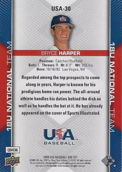 2009 Upper Deck USA Baseball Box Set #USA-30 Bryce Harper Back
