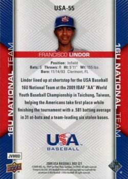 2009 Upper Deck USA Baseball Box Set #USA-55 Francisco Lindor Back