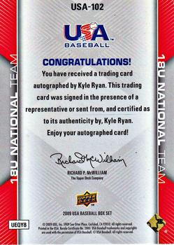 2009 Upper Deck USA Baseball Box Set #USA-102 Kyle Ryan Back