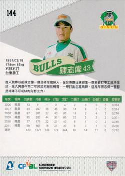 2011 CPBL #144 Chih-Wei Chen Back