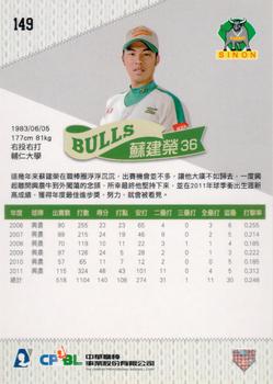 2011 CPBL #149 Chien-Jung Su Back