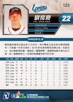 2013 CPBL #123 Chia-Hao Liu Back