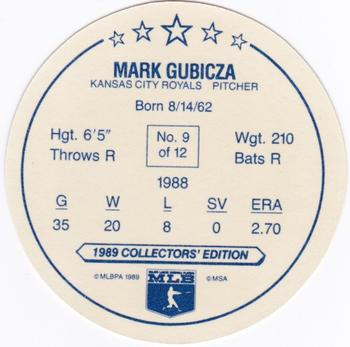 1989 Taystee Kansas City Royals Discs #9 Mark Gubicza Back