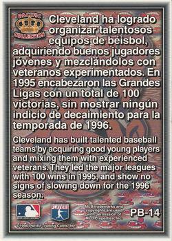 1996 Pacific Prism - Team Logos #PB-14 Cleveland Indians Back
