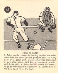 1952 Parkhurst Frostade International League (V338-1) #41 How To Bunt Front