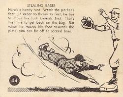1952 Parkhurst Frostade International League (V338-1) #44 Stealing Bases Front