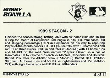 1990 Star Bobby Bonilla #4 Bobby Bonilla Back