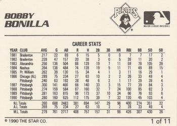 1990 Star Bobby Bonilla #1 Bobby Bonilla Back