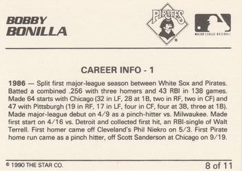 1990 Star Bobby Bonilla #8 Bobby Bonilla Back