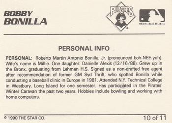 1990 Star Bobby Bonilla #10 Bobby Bonilla Back