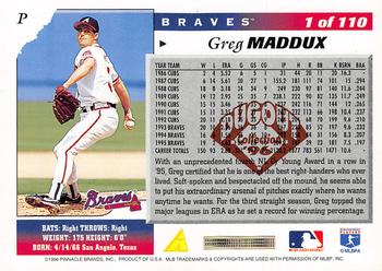 1996 Score - Dugout Collection (Series Two) #1 Greg Maddux Back