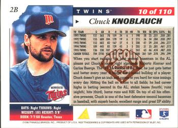 1996 Score - Dugout Collection (Series Two) #10 Chuck Knoblauch Back