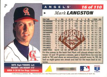 1996 Score - Dugout Collection (Series Two) #16 Mark Langston Back