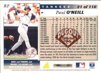 1996 Score - Dugout Collection (Series Two) #21 Paul O'Neill Back