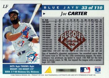 1996 Score - Dugout Collection (Series Two) #33 Joe Carter Back