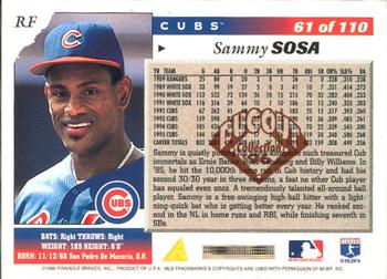 1996 Score - Dugout Collection (Series Two) #61 Sammy Sosa Back