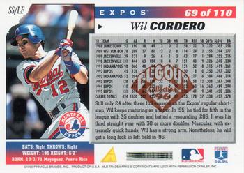 1996 Score - Dugout Collection (Series Two) #69 Wil Cordero Back