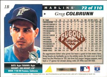 1996 Score - Dugout Collection (Series Two) #72 Greg Colbrunn Back