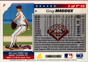 1996 Score - Dugout Collection Artist's Proofs (Series Two) #1 Greg Maddux Back