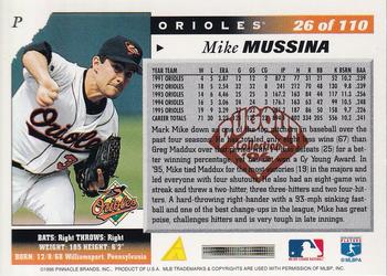 1996 Score - Dugout Collection Artist's Proofs (Series Two) #26 Mike Mussina Back