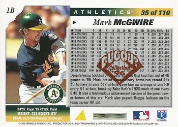 1996 Score - Dugout Collection Artist's Proofs (Series Two) #35 Mark McGwire Back