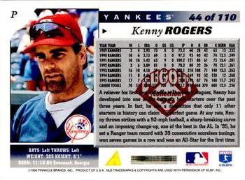 1996 Score - Dugout Collection Artist's Proofs (Series Two) #44 Kenny Rogers Back