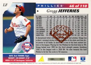 1996 Score - Dugout Collection Artist's Proofs (Series Two) #46 Gregg Jefferies Back
